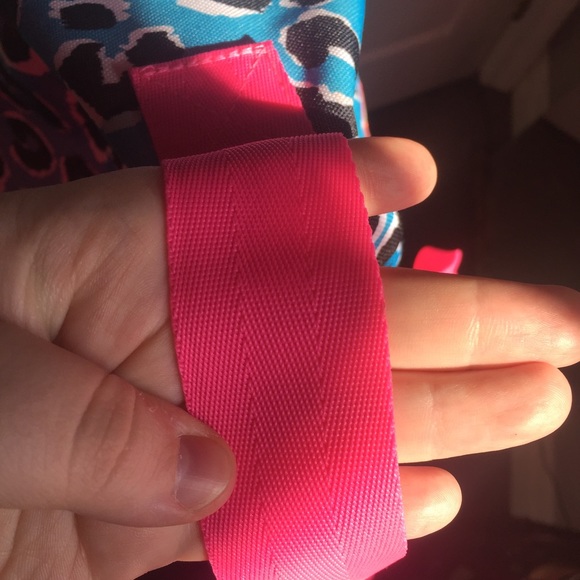 ❤️Justice gym bag canvas all about swim hot pink and blue leopard print glittery - Picture 10 of 15